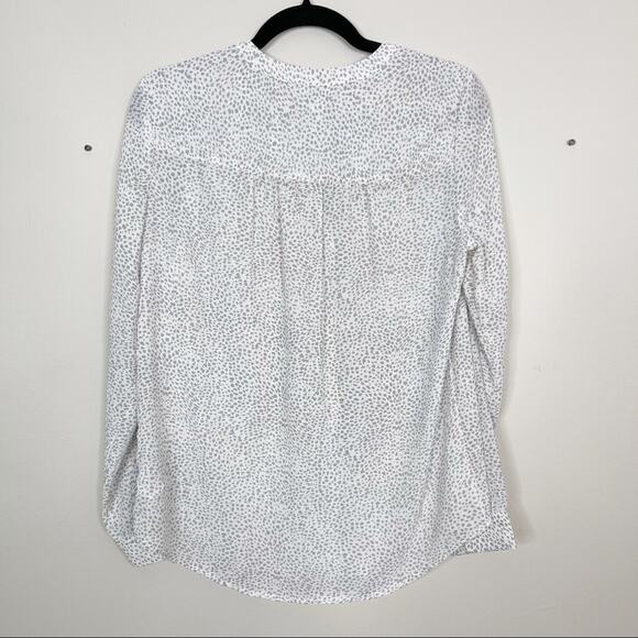 Carolina Belle Small S Leopard Polka Dot Print Top Blouse Cream White Gray Pink - Picture 2 of 8